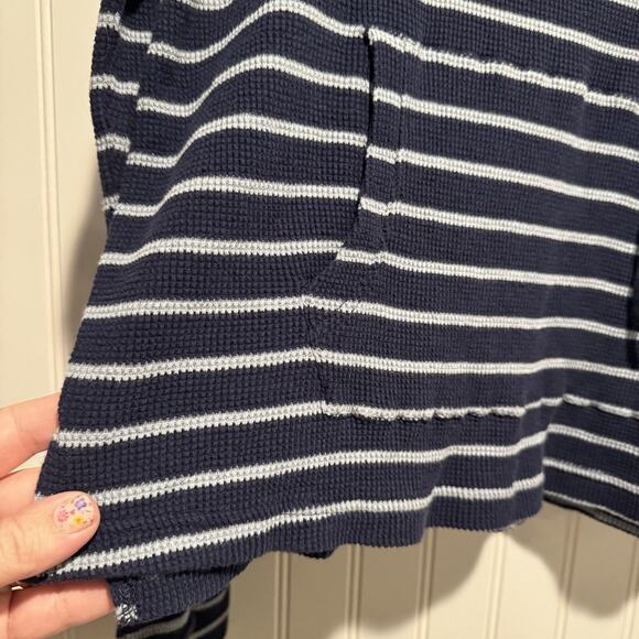 Pact Organic Cotton Striped Waffle Knit Cowl Neck Pullover Size Large - Picture 2 of 6